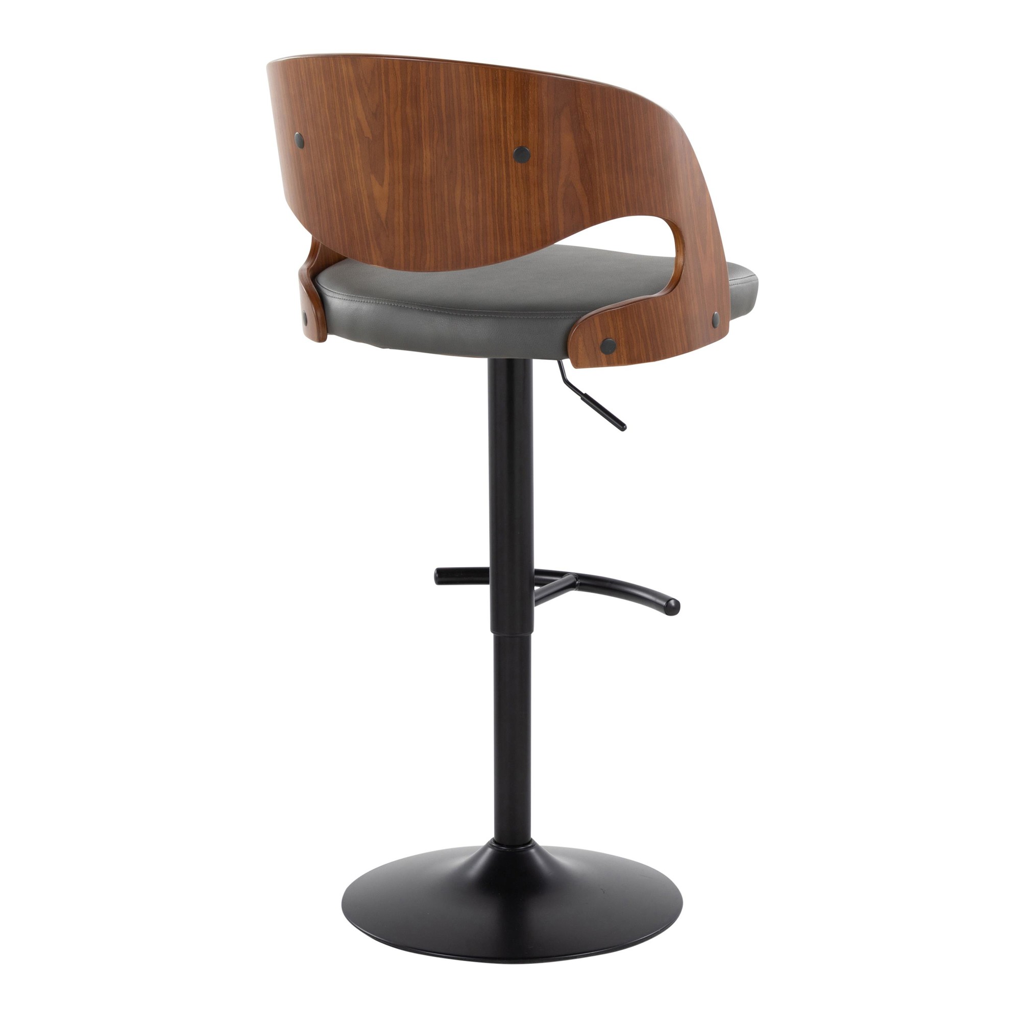 Pino Black Walnut Grey Mid-Century Modern Adjustable Barstool (Set of 2) 6 Pino Black Walnut Grey Mid-Century Modern Adjustable Barstool (Set of 2) - Image 6