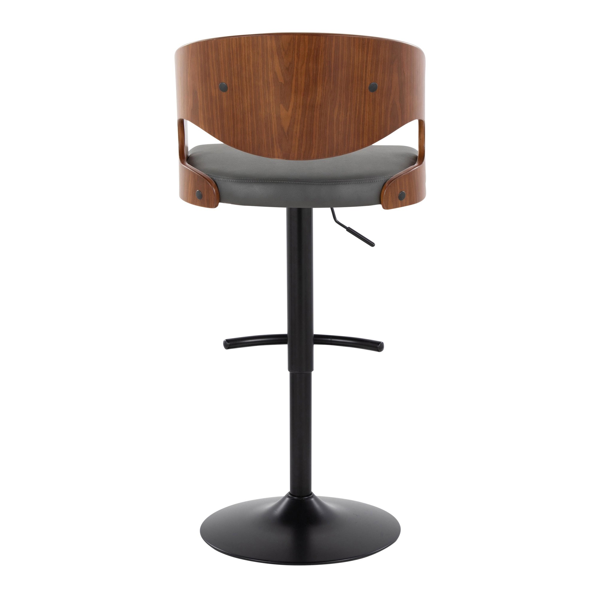 Pino Black Walnut Grey Mid-Century Modern Adjustable Barstool (Set of 2) 7 Pino Black Walnut Grey Mid-Century Modern Adjustable Barstool (Set of 2) - Image 7