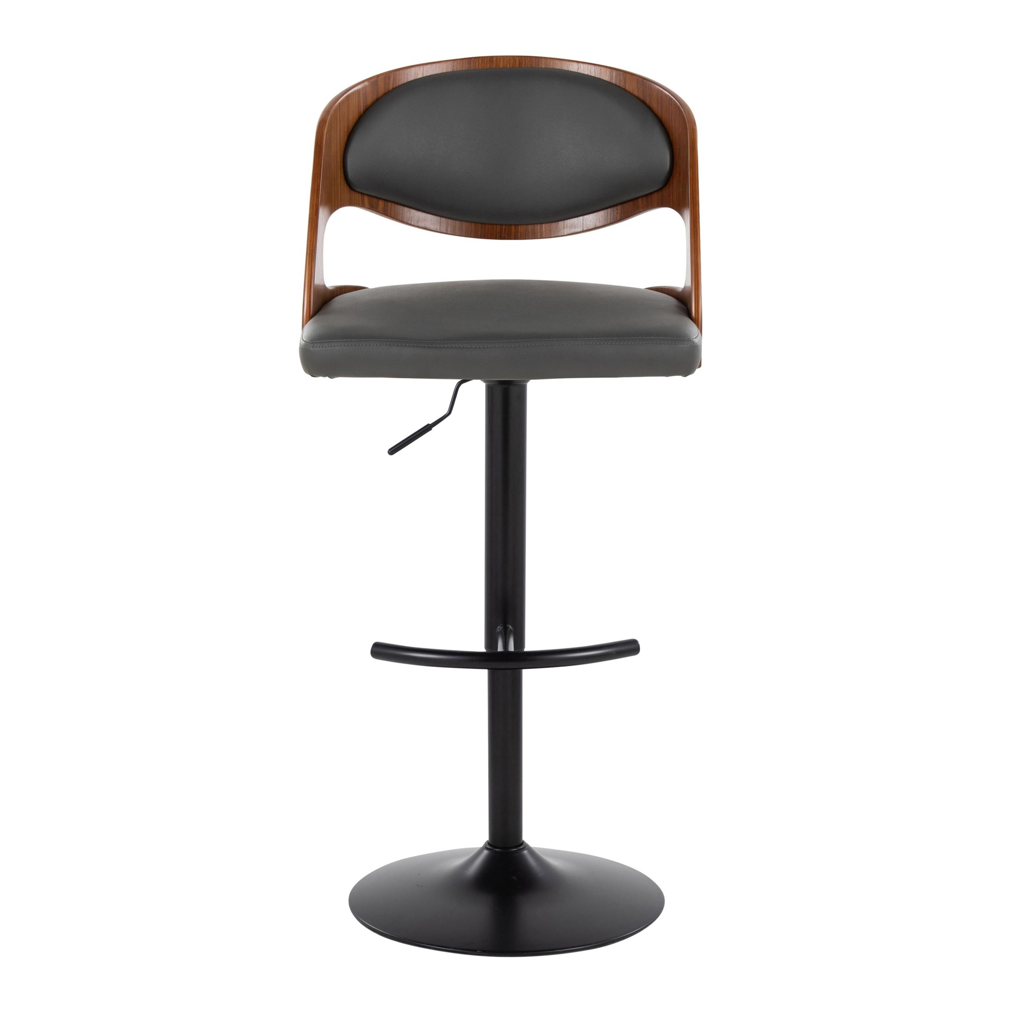 Pino Black Walnut Grey Mid-Century Modern Adjustable Barstool (Set of 2) 8 Pino Black Walnut Grey Mid-Century Modern Adjustable Barstool (Set of 2) - Image 8