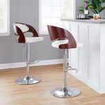 Pino Chrome Mahogany Mid-Century Modern Adjustable Barstools (Set of 2) 12 Pino Chrome Mahogany Mid-Century Modern Adjustable Barstools (Set of 2)