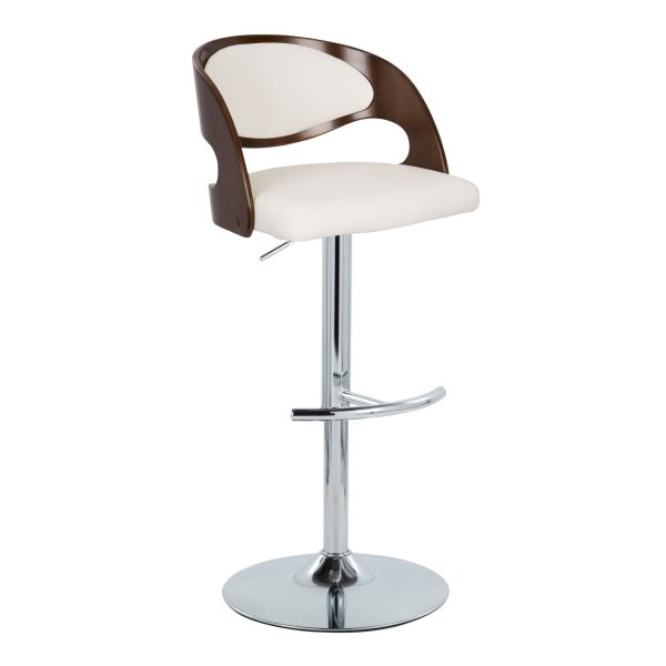 Pino Chrome Mahogany Mid Century Modern Adjustable Barstools Set of 2 3