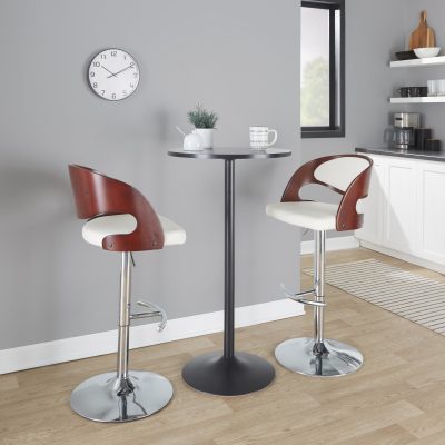 Pino Chrome Mahogany Mid-Century Modern Adjustable Barstools (Set of 2)