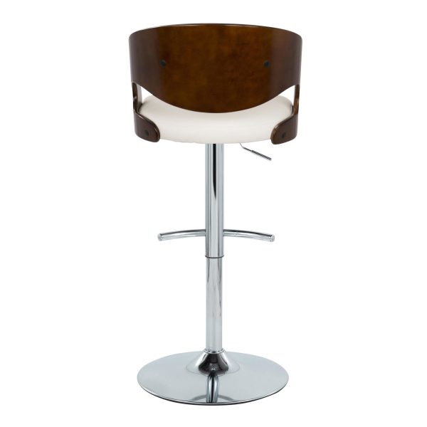 Pino Chrome Mahogany Mid Century Modern Adjustable Barstools Set of 2 6