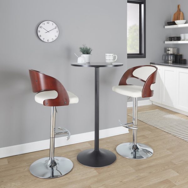 Pino Chrome Mahogany Mid Century Modern Adjustable Barstools Set of 2