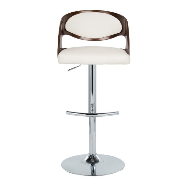 Pino Chrome Mahogany Mid Century Modern Adjustable Barstools Set of 2 7