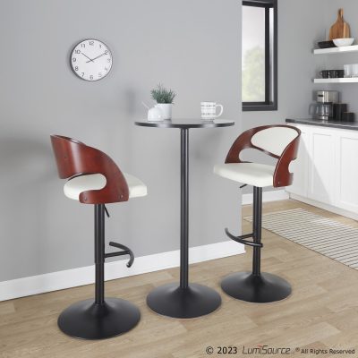 Pino Mid-Century Modern Black and White Swivel Barstools (Set of 2)