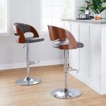 Pino Mid-Century Modern Chrome and Walnut Adjustable Barstools (Set of 2) 13 Pino Mid-Century Modern Chrome and Walnut Adjustable Barstools (Set of 2)