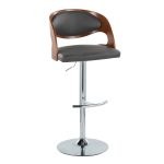 Pino Mid-Century Modern Chrome and Walnut Adjustable Barstools (Set of 2) 15 Pino Mid-Century Modern Chrome and Walnut Adjustable Barstools (Set of 2)