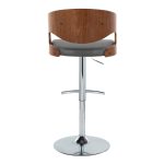 Pino Mid-Century Modern Chrome and Walnut Adjustable Barstools (Set of 2) 17 Pino Mid-Century Modern Chrome and Walnut Adjustable Barstools (Set of 2)