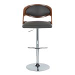 Pino Mid-Century Modern Chrome and Walnut Adjustable Barstools (Set of 2) 18 Pino Mid-Century Modern Chrome and Walnut Adjustable Barstools (Set of 2)
