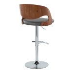 Pino Mid-Century Modern Chrome and Walnut Adjustable Barstools (Set of 2) 19 Pino Mid-Century Modern Chrome and Walnut Adjustable Barstools (Set of 2)