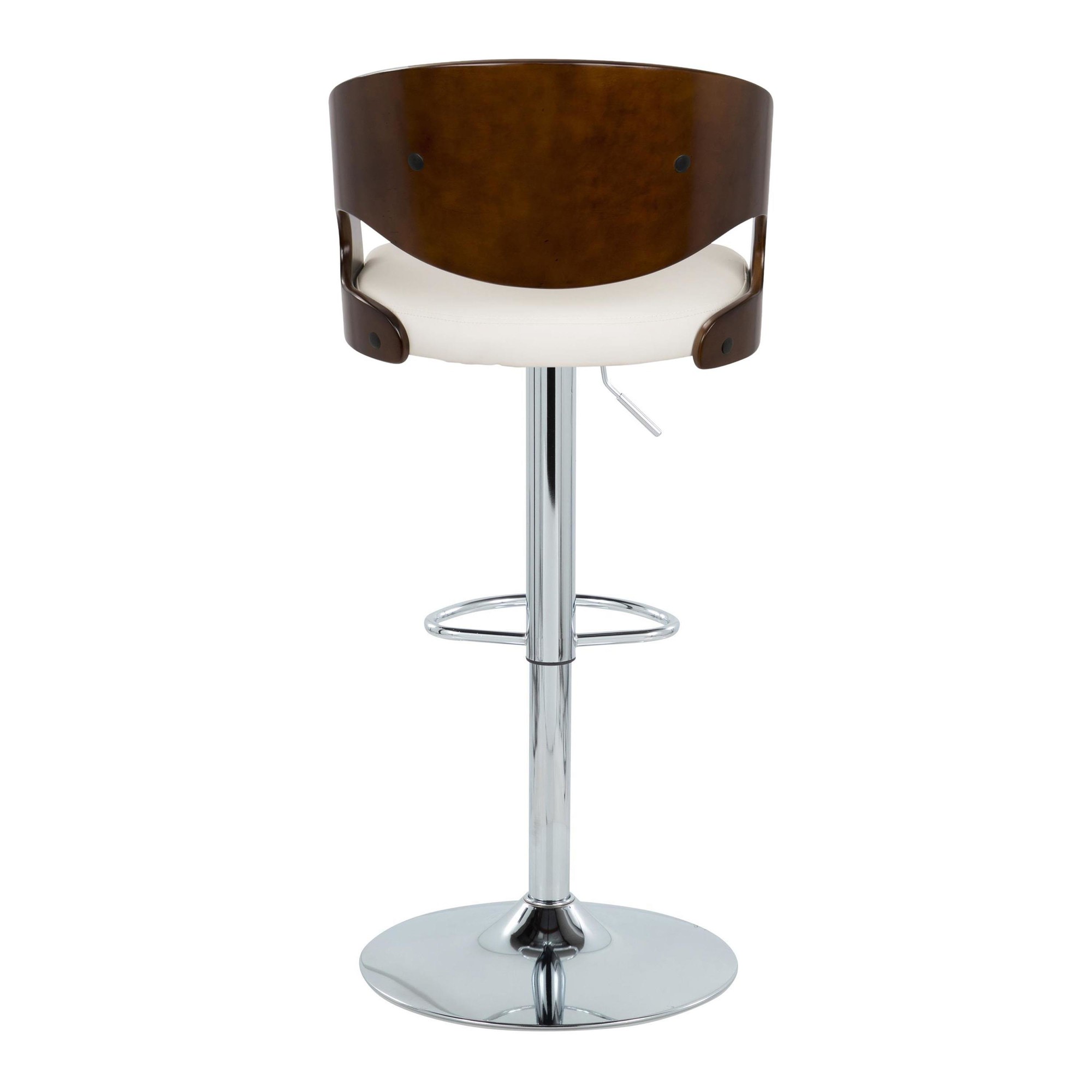 Pino Mid-Century Modern Chrome and Wood Swivel Barstools (Set of 2) 5 Pino Mid-Century Modern Chrome and Wood Swivel Barstools (Set of 2) - Image 5