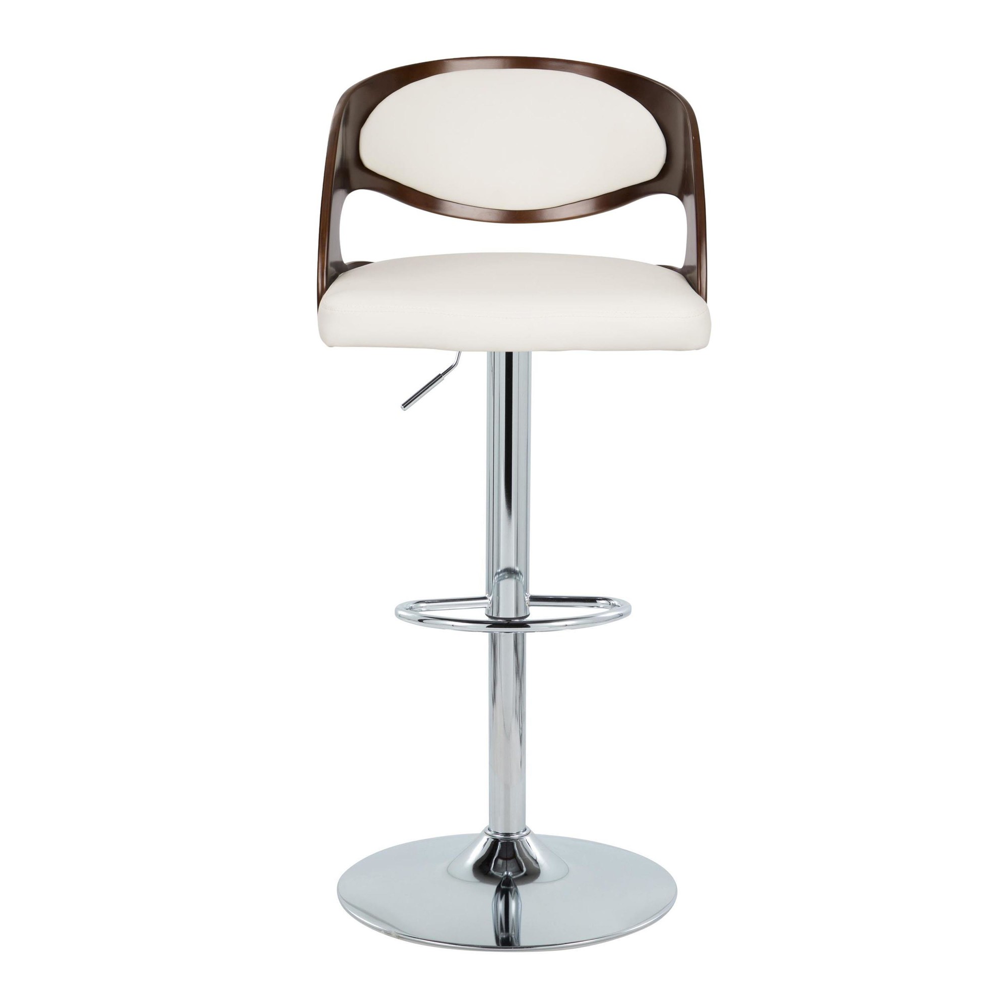Pino Mid-Century Modern Chrome and Wood Swivel Barstools (Set of 2) 6 Pino Mid-Century Modern Chrome and Wood Swivel Barstools (Set of 2) - Image 6