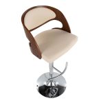 Pino Mid-Century Modern Walnut and Cream Bar Stools (Set of 2) 18 Pino Mid-Century Modern Walnut and Cream Bar Stools (Set of 2)