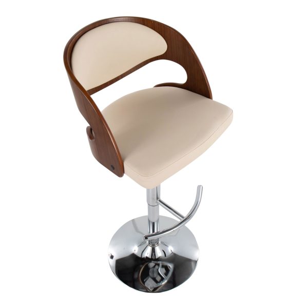 Pino Mid Century Modern Walnut and Cream Bar Stools Set of 2 7