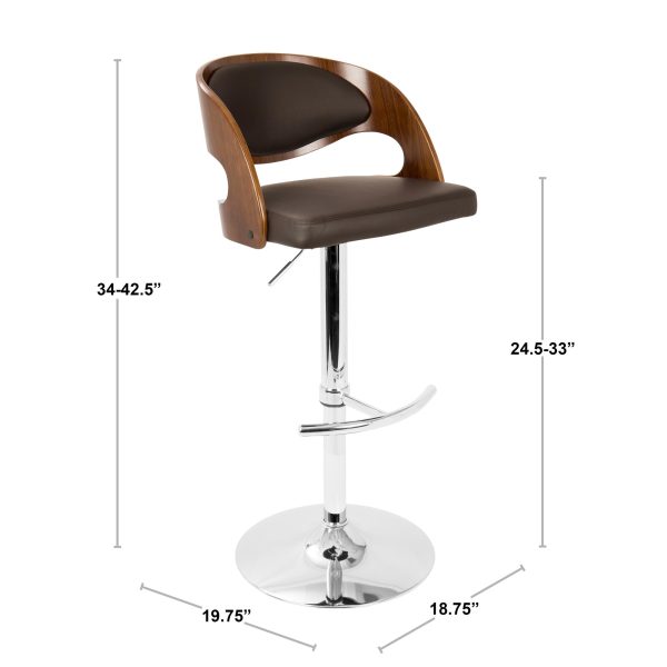 Pino Mid Century Modern Walnut and Cream Bar Stools Set of 2 8