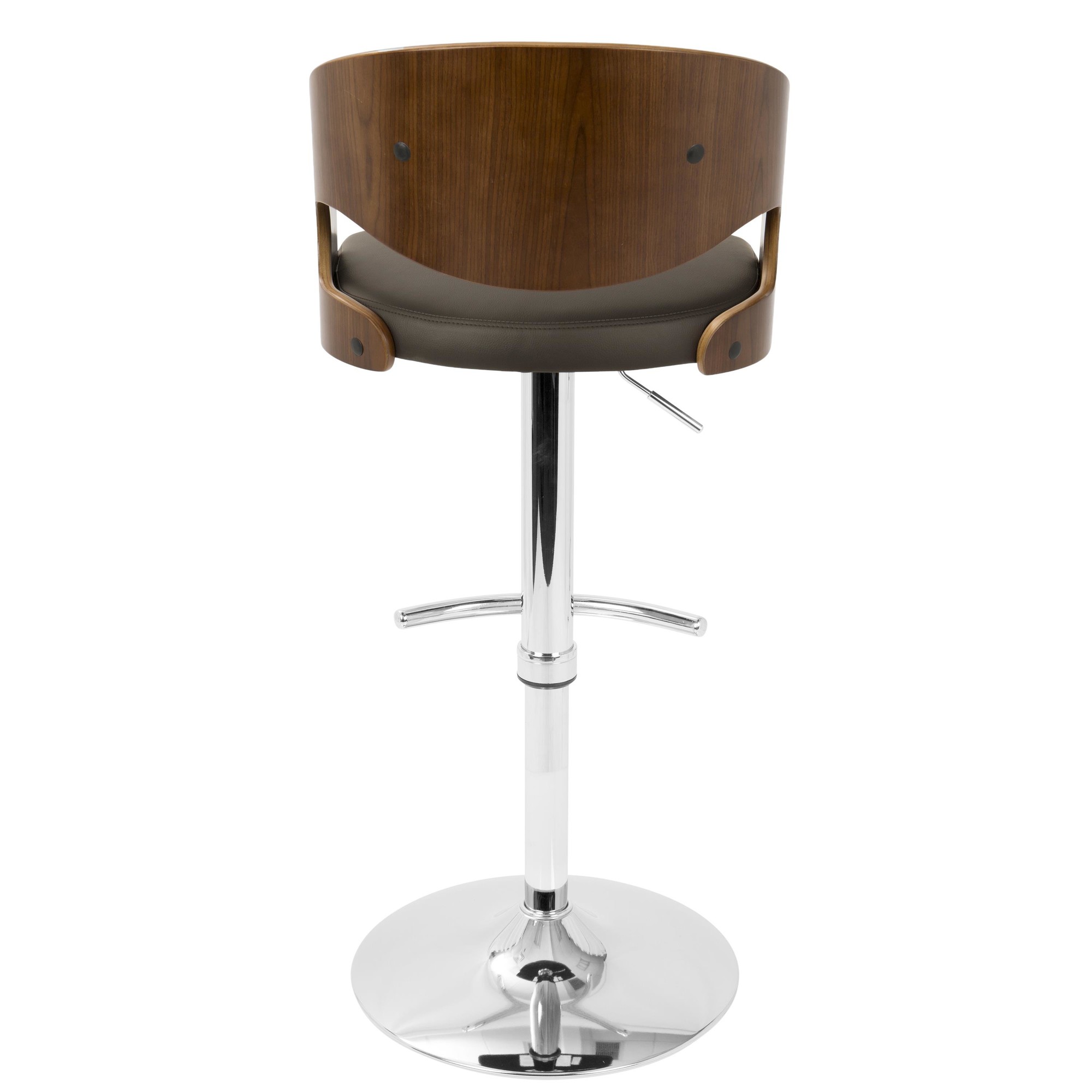 Pino Walnut Brown Mid-Century Modern Adjustable Swivel Barstool 7 Pino Walnut Brown Mid-Century Modern Adjustable Swivel Barstool - Image 7