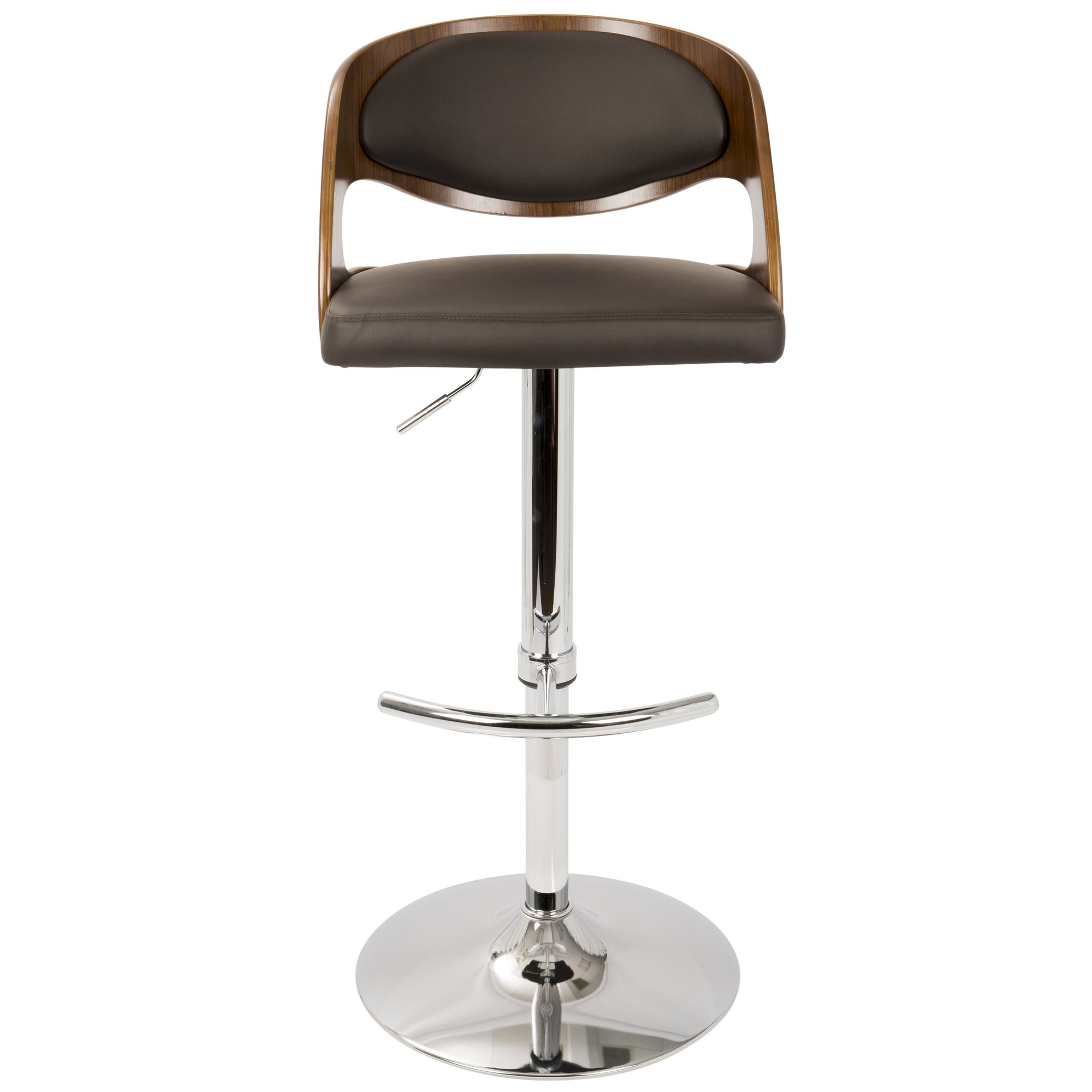 Pino Walnut Brown Mid-Century Modern Adjustable Swivel Barstool 8 Pino Walnut Brown Mid-Century Modern Adjustable Swivel Barstool - Image 8