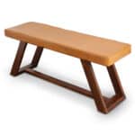 Tan Leather Bench With Solid Wood Legs