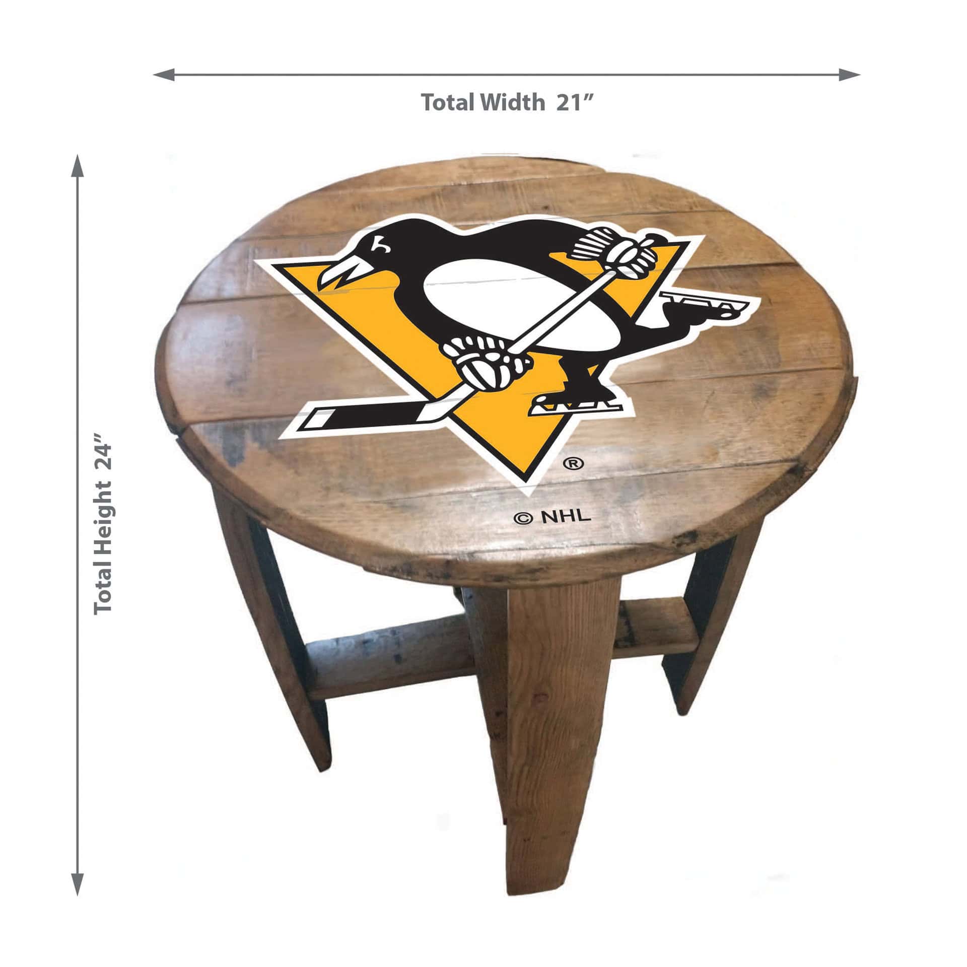Pittsburgh Penguins Oak Barrel Table 2 Pittsburgh Penguins Oak Barrel Table - Image 2