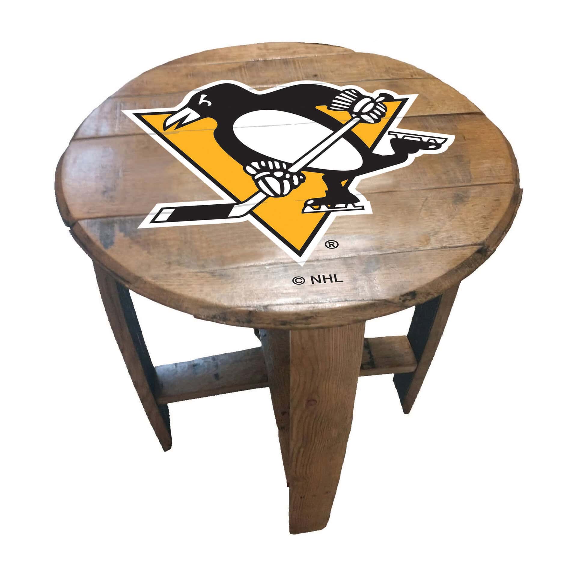Pittsburgh Penguins Oak Barrel Table 3 Pittsburgh Penguins Oak Barrel Table - Image 3