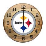 Pittsburgh Steelers Authentic Oak Whiskey Barrel Clock 4 Pittsburgh Steelers Authentic Oak Whiskey Barrel Clock