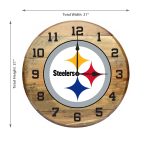 Pittsburgh Steelers Authentic Oak Whiskey Barrel Clock 6 Pittsburgh Steelers Authentic Oak Whiskey Barrel Clock