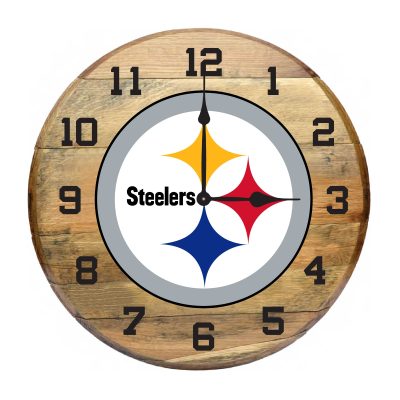 Pittsburgh Steelers Authentic Oak Whiskey Barrel Clock