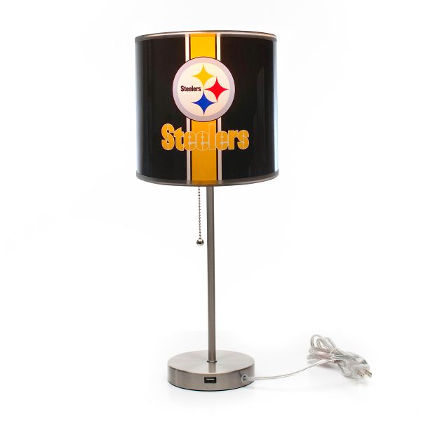 Pittsburgh Steelers Chrome USB Charging Lamp with Changeable Shade Insert 1
