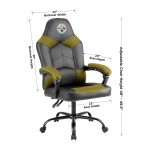 Pittsburgh Steelers Embroidered Oversized Gaming Office Chair with Storage Pouch