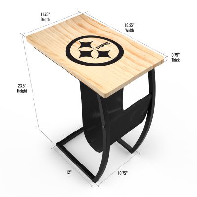 Pittsburgh Steelers Laser Etched C-Shape Anywhere Side Table