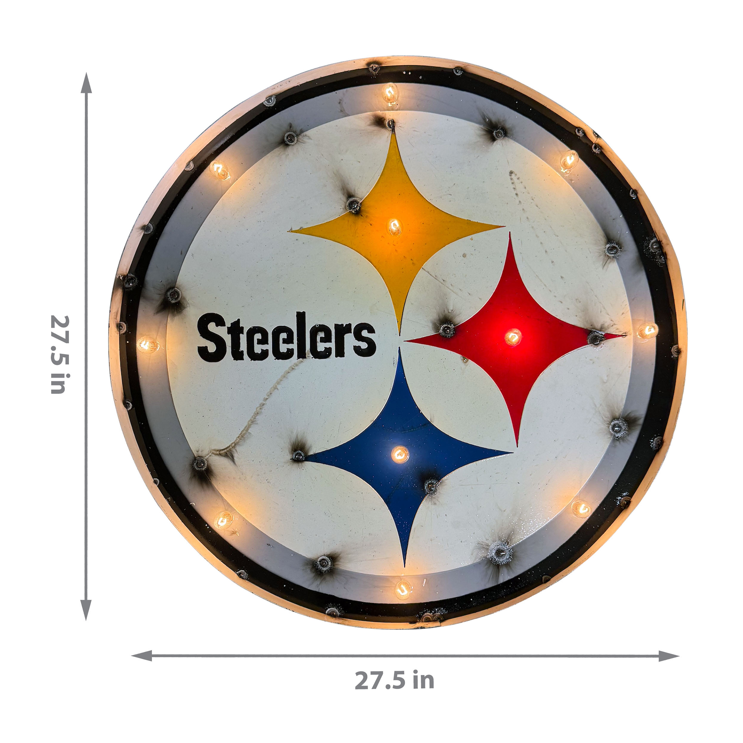 Pittsburgh Steelers Lighted Recycled Metal Logo Sign NFL Licensed 2 Pittsburgh Steelers Lighted Recycled Metal Logo Sign NFL Licensed - Image 2