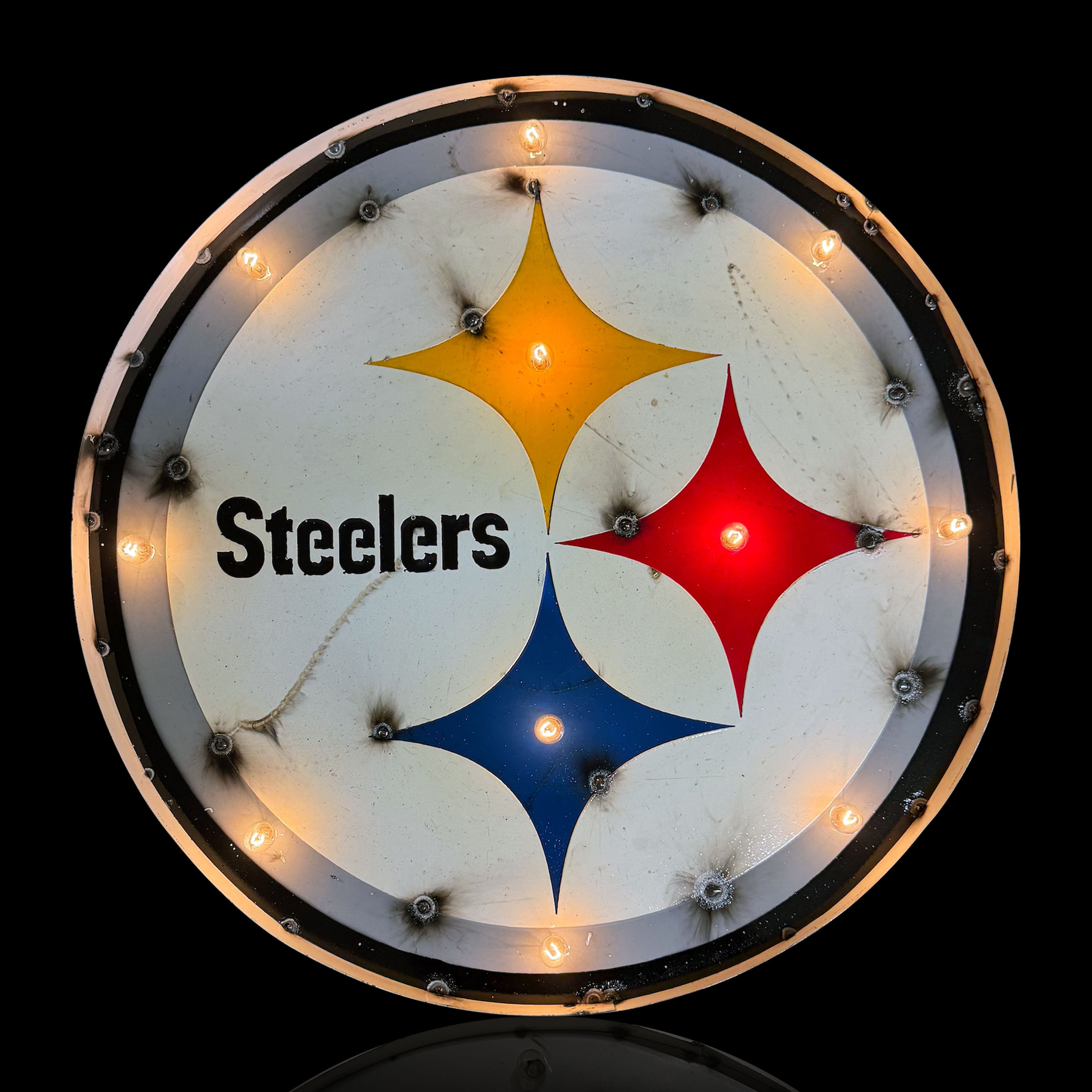 Pittsburgh Steelers Lighted Recycled Metal Logo Sign NFL Licensed 3 Pittsburgh Steelers Lighted Recycled Metal Logo Sign NFL Licensed - Image 3