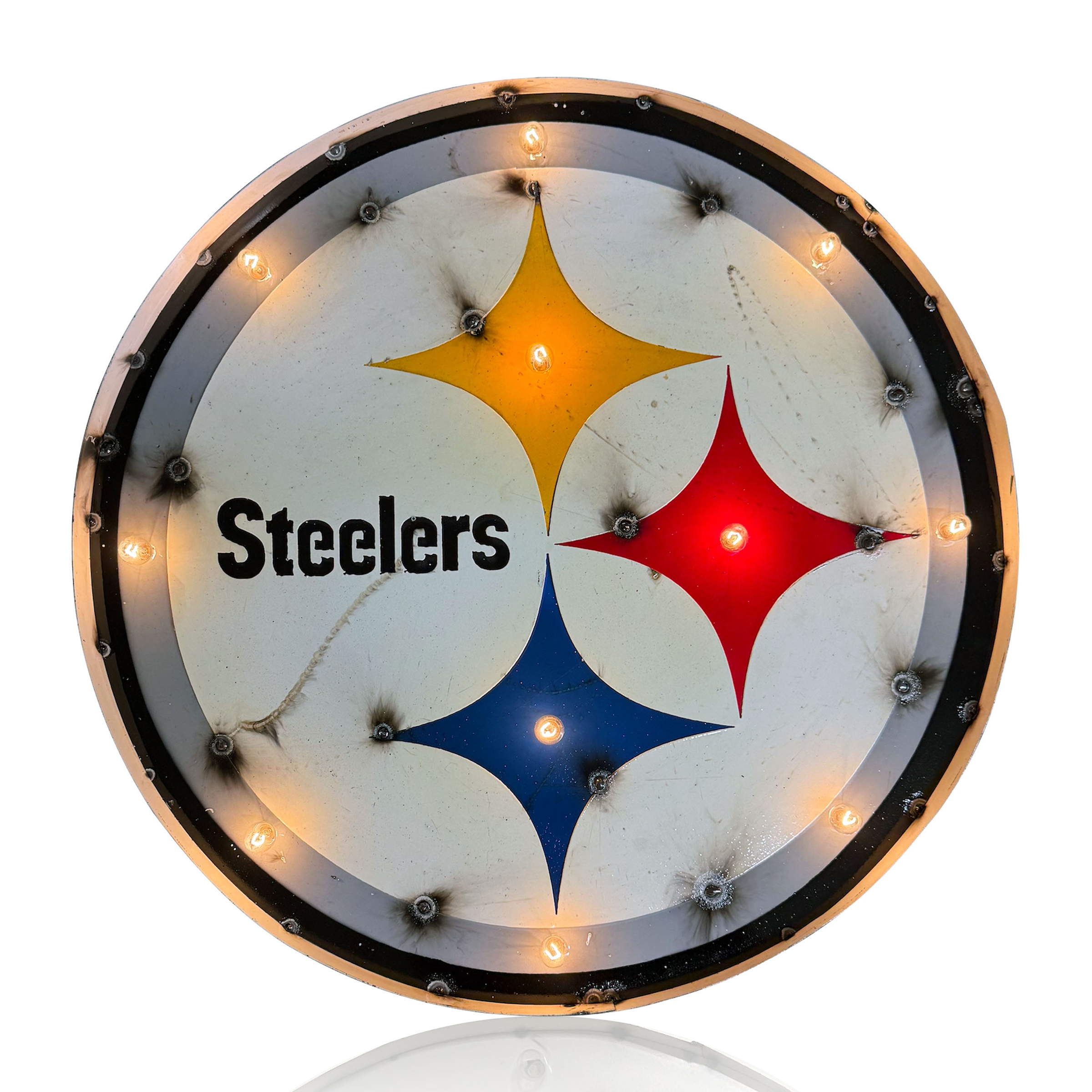Pittsburgh Steelers Lighted Recycled Metal Logo Sign NFL Licensed 4 Pittsburgh Steelers Lighted Recycled Metal Logo Sign NFL Licensed - Image 4