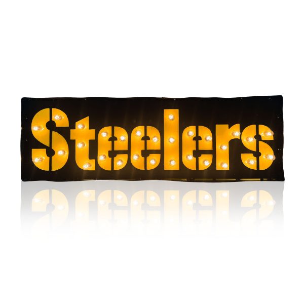 Pittsburgh Steelers Lighted Recycled Metal Street Sign 3