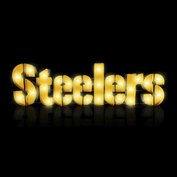 Pittsburgh Steelers Lighted Recycled Metal Wordmark Logo Sign 3