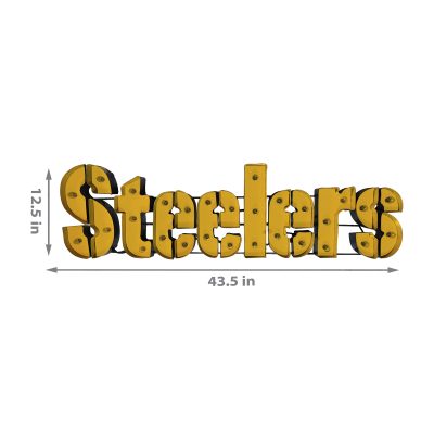 Pittsburgh Steelers Lighted Recycled Metal Wordmark Logo Sign