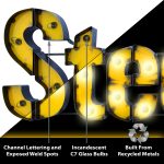Pittsburgh Steelers Lighted Recycled Metal Wordmark Logo Sign