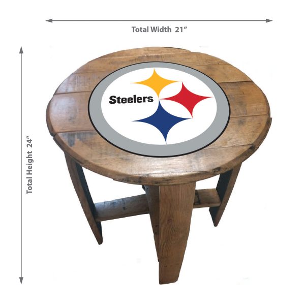 Pittsburgh Steelers NFL Oak Whiskey Barrel Table 2