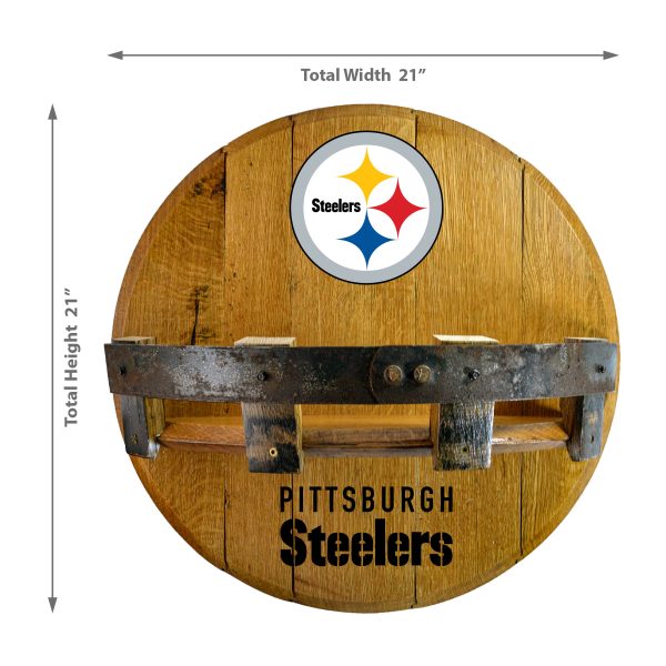 Pittsburgh Steelers Oak Whiskey Barrel Bar Shelf USA Made NFL 2