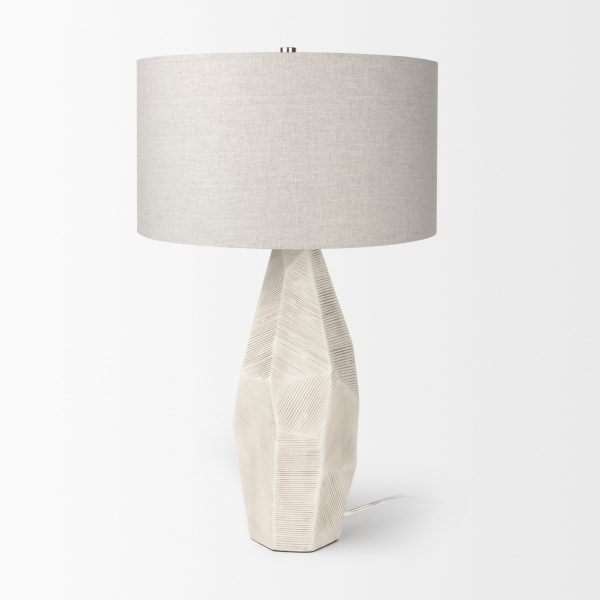 Piven White wAntiqued Wash Textured Ceramic Table Lamp 3