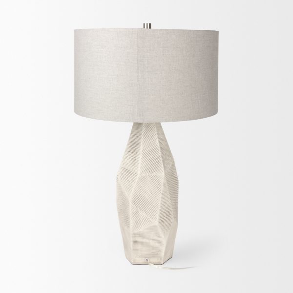 Piven White wAntiqued Wash Textured Ceramic Table Lamp 4