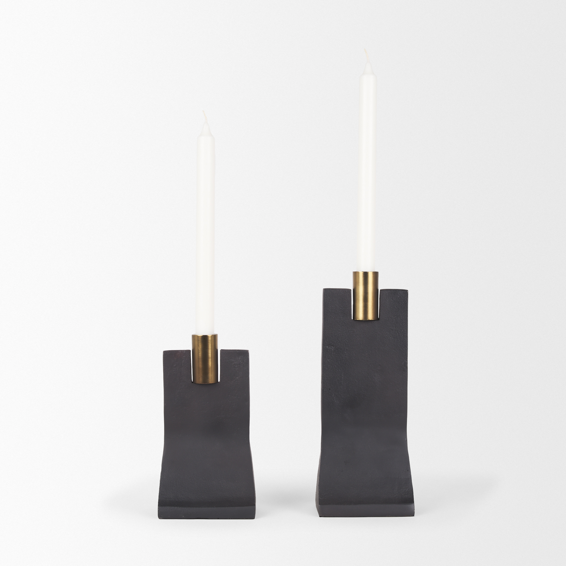 Polli Matte Black w/ Brushed Gold Metal Taper Candleholders (Set of 2) 6 Polli Matte Black w/ Brushed Gold Metal Taper Candleholders (Set of 2) - Image 6