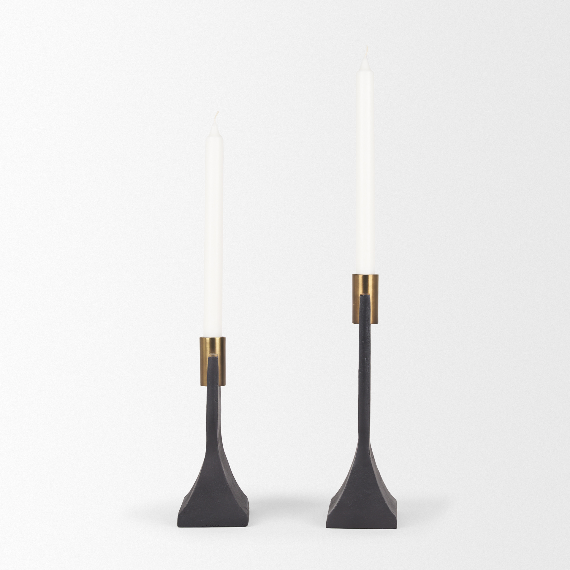 Polli Matte Black w/ Brushed Gold Metal Taper Candleholders (Set of 2) 7 Polli Matte Black w/ Brushed Gold Metal Taper Candleholders (Set of 2) - Image 7
