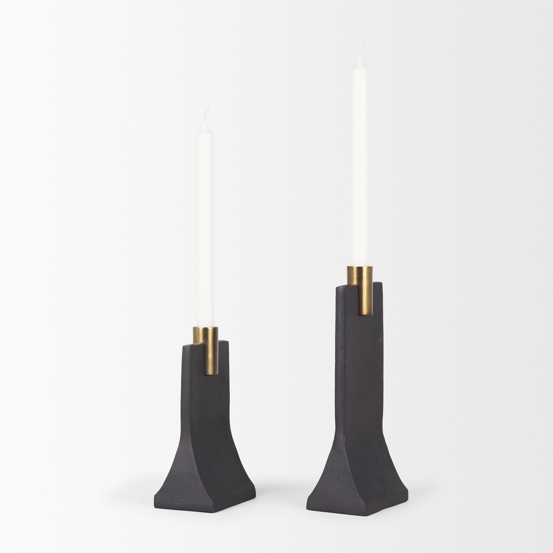 Polli Matte Black w/ Brushed Gold Metal Taper Candleholders (Set of 2) 8 Polli Matte Black w/ Brushed Gold Metal Taper Candleholders (Set of 2) - Image 8