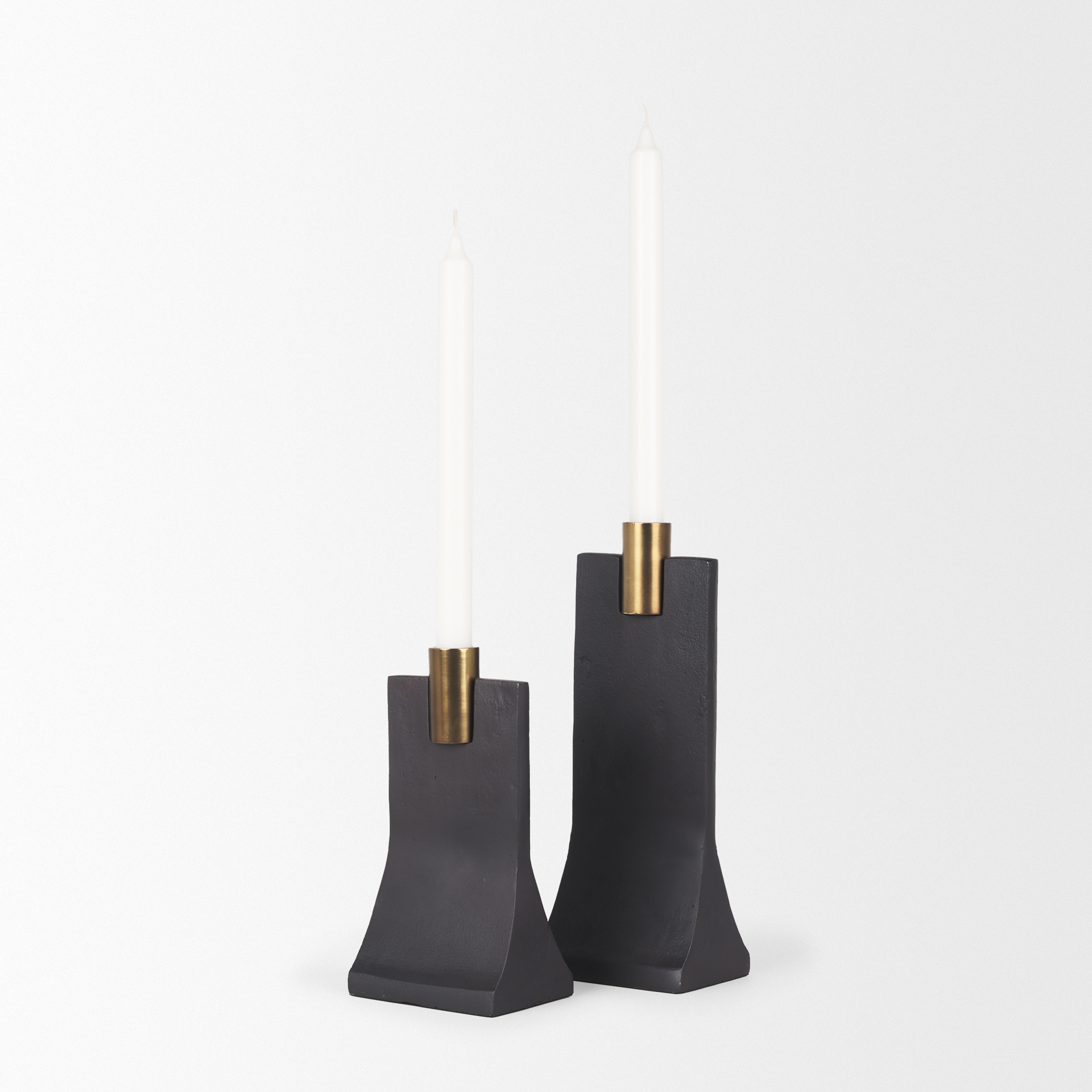 Polli Matte Black w/ Brushed Gold Metal Taper Candleholders (Set of 2) 9 Polli Matte Black w/ Brushed Gold Metal Taper Candleholders (Set of 2) - Image 9