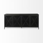 Poppy I 79x16 Black Metal With Glass Door Sideboard