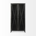 Poppy II 73.8" H Black Metal With Glass Door Display Cabinet