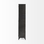Poppy II 73.8" H Black Metal With Glass Door Display Cabinet