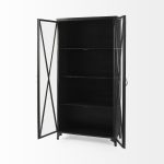 Poppy II 73.8" H Black Metal With Glass Door Display Cabinet